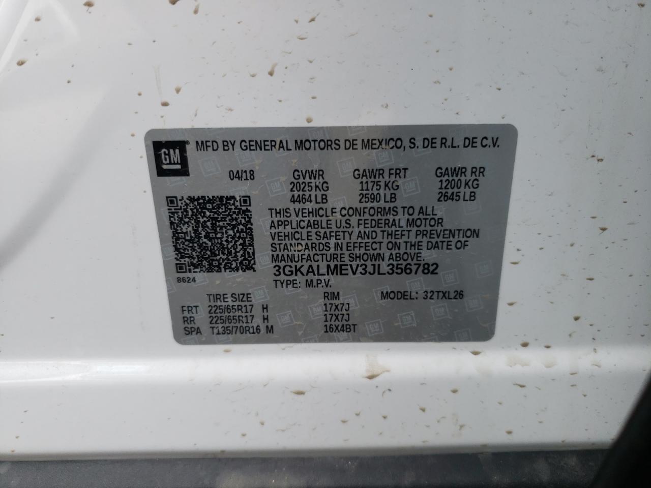 Photo 10 from auction – 2018 GMC TERRAIN SL with VIN 3GKALMEV3JL356782