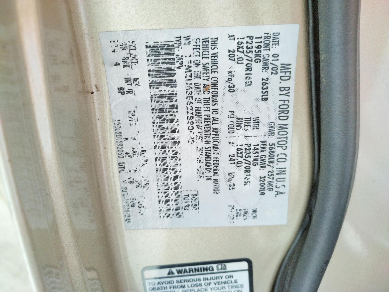 Photo 10 from auction – 2002 FORD EXPLORER X with VIN 1FMZU63E62ZB80682