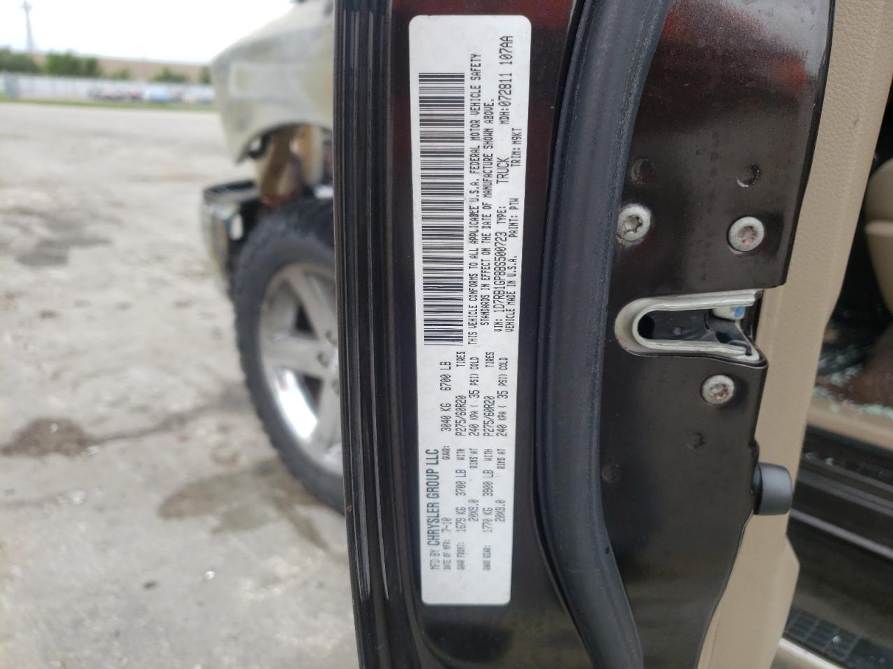 Photo 10 from auction – 2011 DODGE RAM 1500 with VIN 1D7RB1GP8BS500723