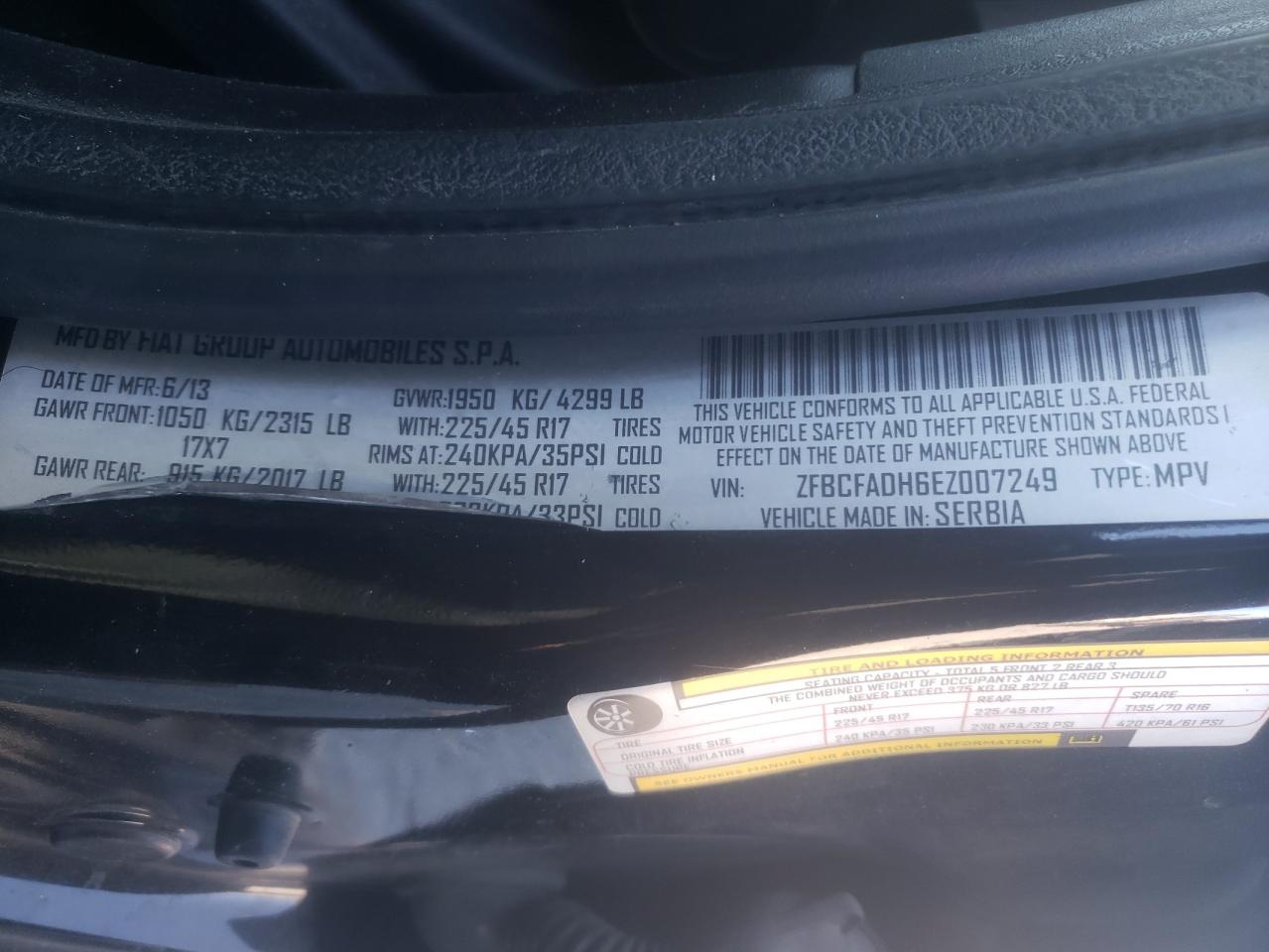 Photo 10 from auction – 2014 FIAT 500L TREKK with VIN ZFBCFADH6EZ007249