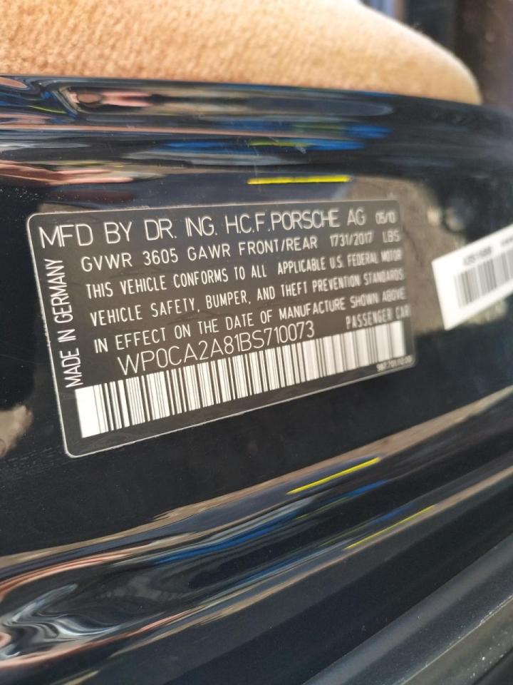 Photo 10 from auction – 2011 PORSCHE BOXSTER with VIN WP0CA2A81BS710073