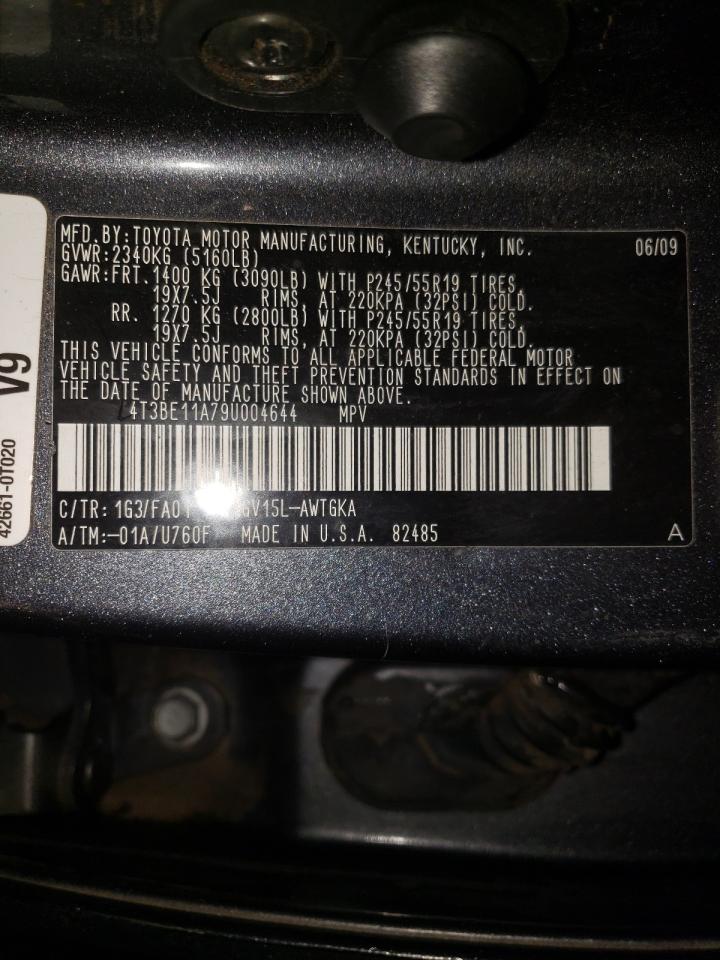 Photo 10 from auction – 2009 TOYOTA VENZA with VIN 4T3BE11A79U004644