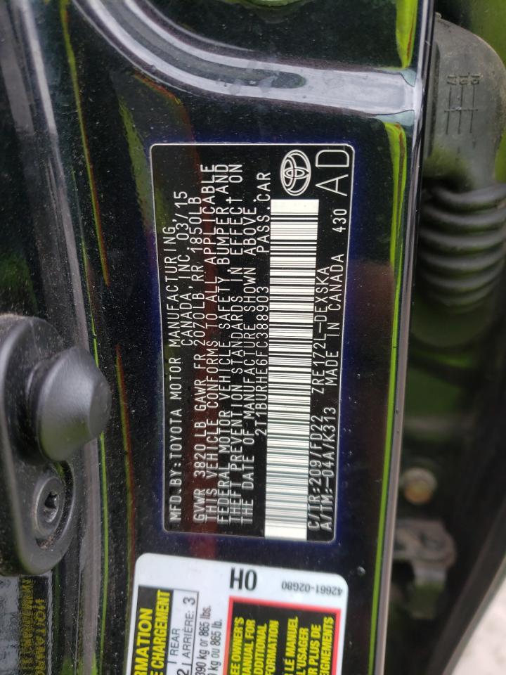 Photo 10 from auction – 2015 TOYOTA COROLLA L with VIN 2T1BURHE6FC388903