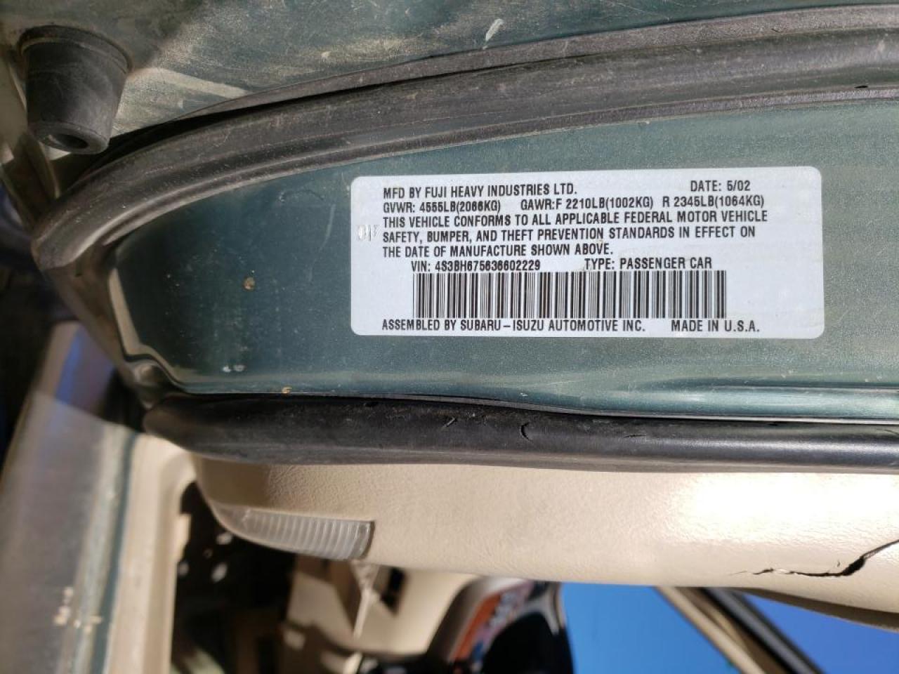 Photo 10 from auction – 2003 SUBARU LEGACY OUT with VIN 4S3BH675636602229
