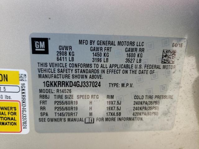 Photo 10 from auction – 2016 GMC ACADIA SLT with VIN 1GKKRRKD4GJ337024