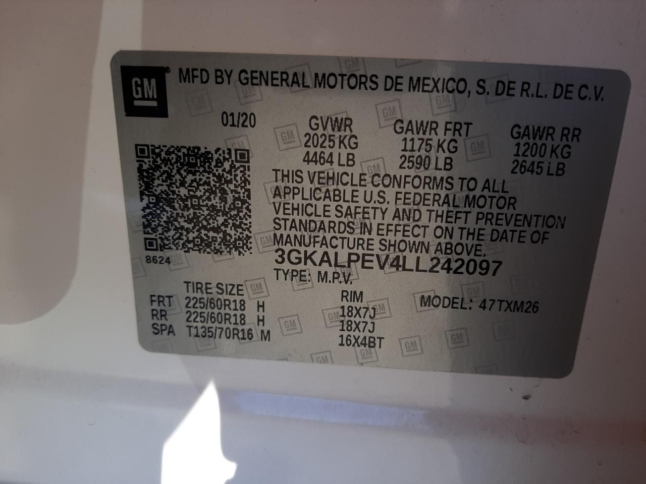 Photo 10 from auction – 2020 GMC TERRAIN SL with VIN 3GKALPEV4LL242097