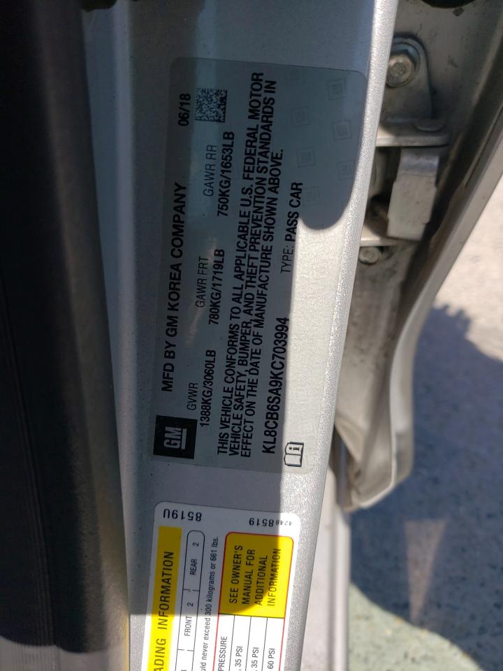 Photo 10 from auction – 2019 CHEVROLET SPARK LS with VIN KL8CB6SA9KC703994