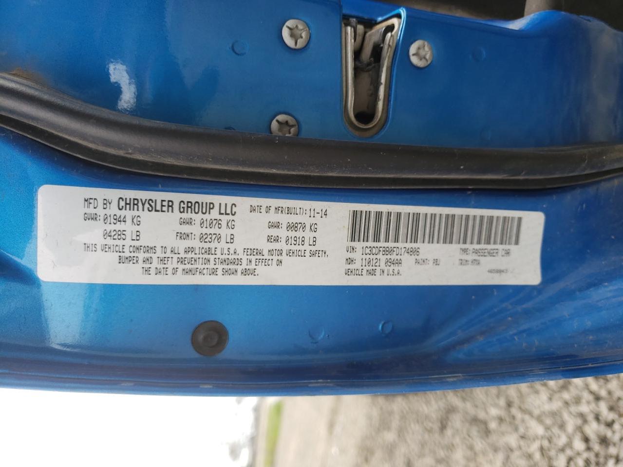 Photo 10 from auction – 2015 DODGE DART SXT with VIN 1C3CDFBB0FD174806
