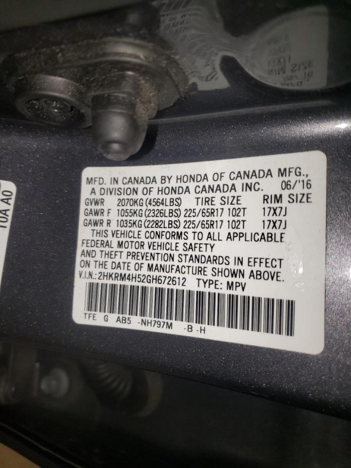 Photo 10 from auction – 2016 HONDA CR-V EX with VIN 2HKRM4H52GH672612