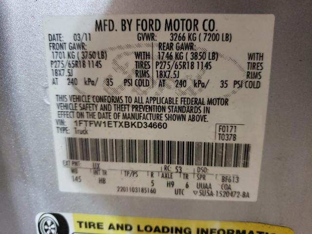 Photo 10 from auction – 2011 FORD F150 SUPER with VIN 1FTFW1ETXBKD34660