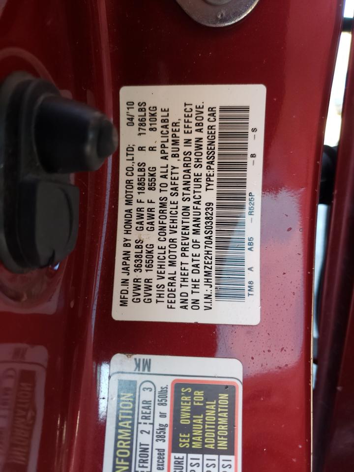 Photo 10 from auction – 2010 HONDA INSIGHT with VIN JHMZE2H70AS038239