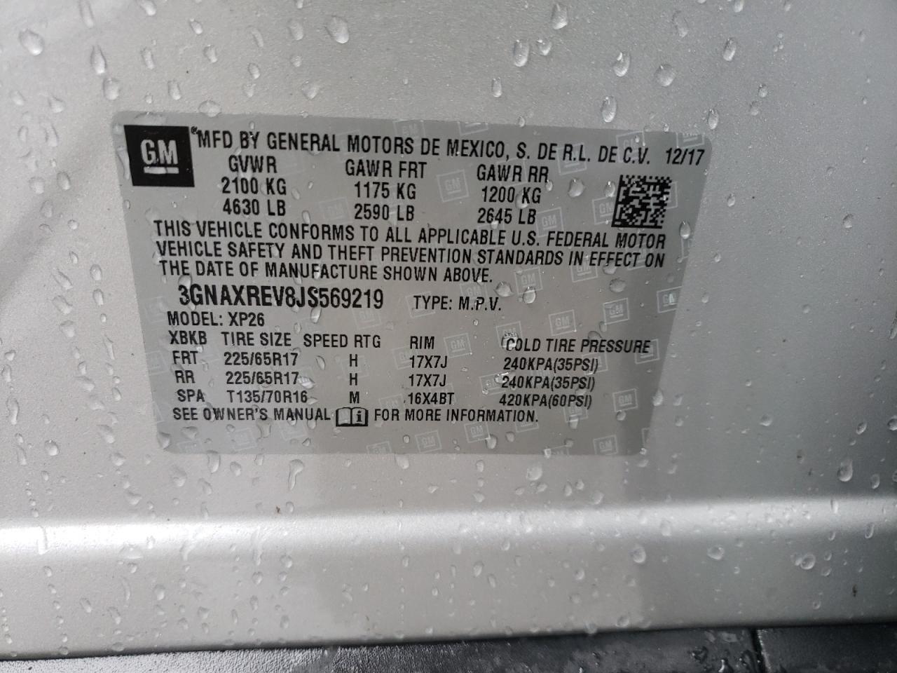 Photo 10 from auction – 2018 CHEVROLET EQUINOX LS with VIN 3GNAXREV8JS569219