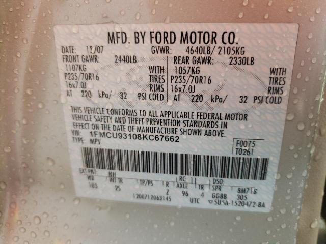 Photo 10 from auction – 2008 FORD ESCAPE XLT with VIN 1FMCU93108KC67662