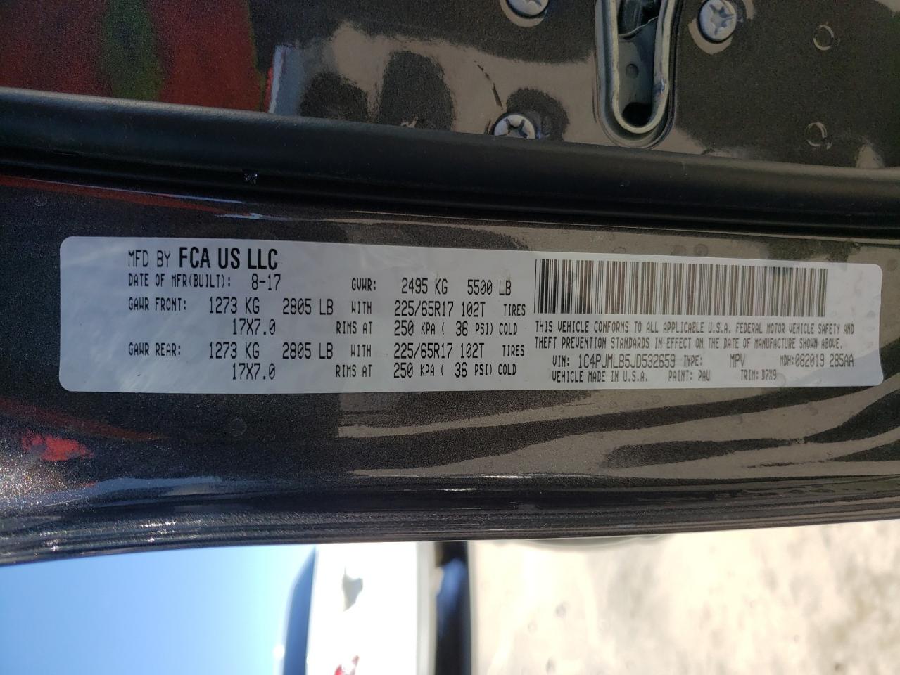 Photo 10 from auction – 2018 JEEP CHEROKEE L with VIN 1C4PJMLB5JD532659