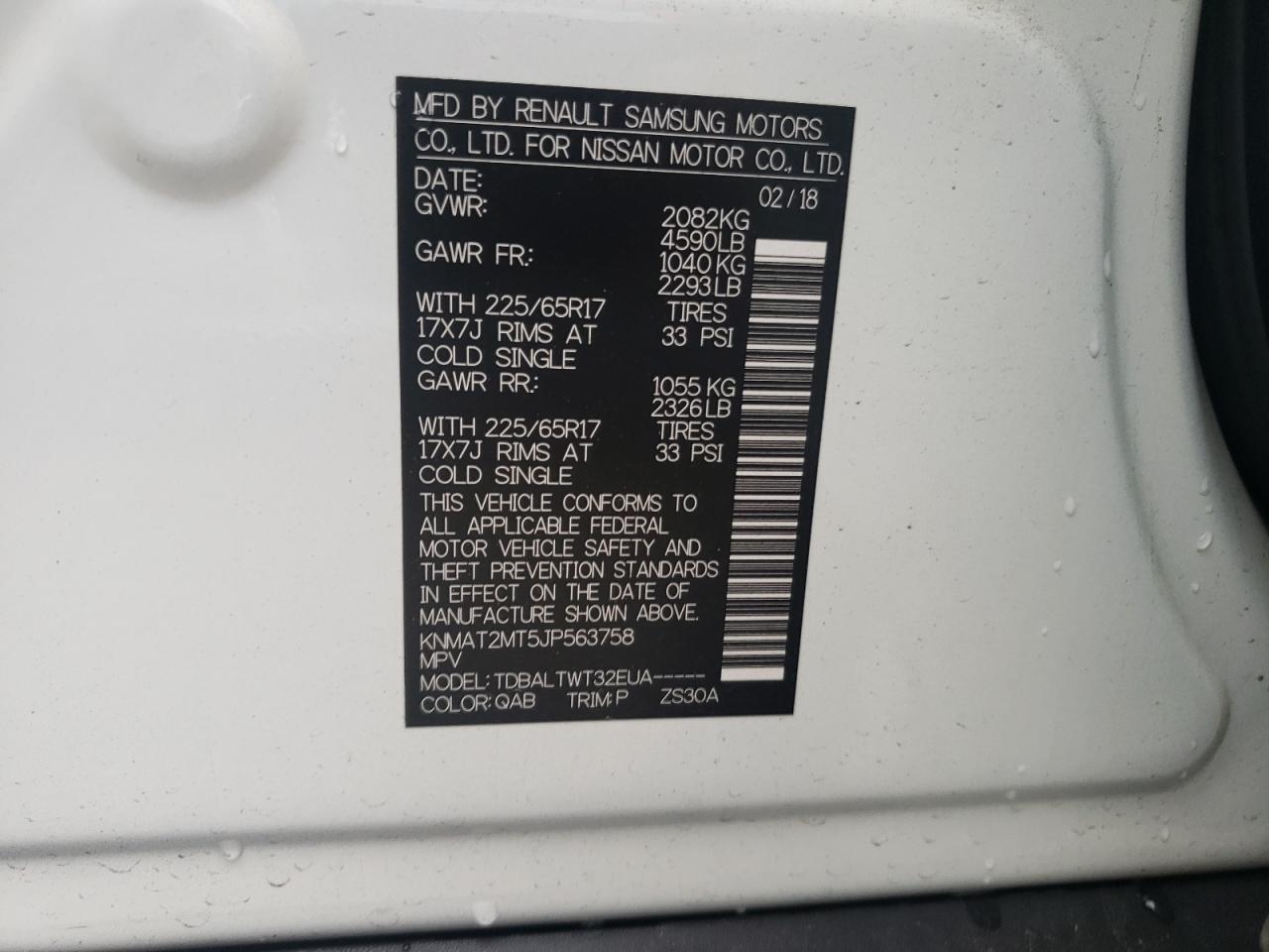 Photo 10 from auction – 2018 NISSAN ROGUE S with VIN KNMAT2MT5JP563758