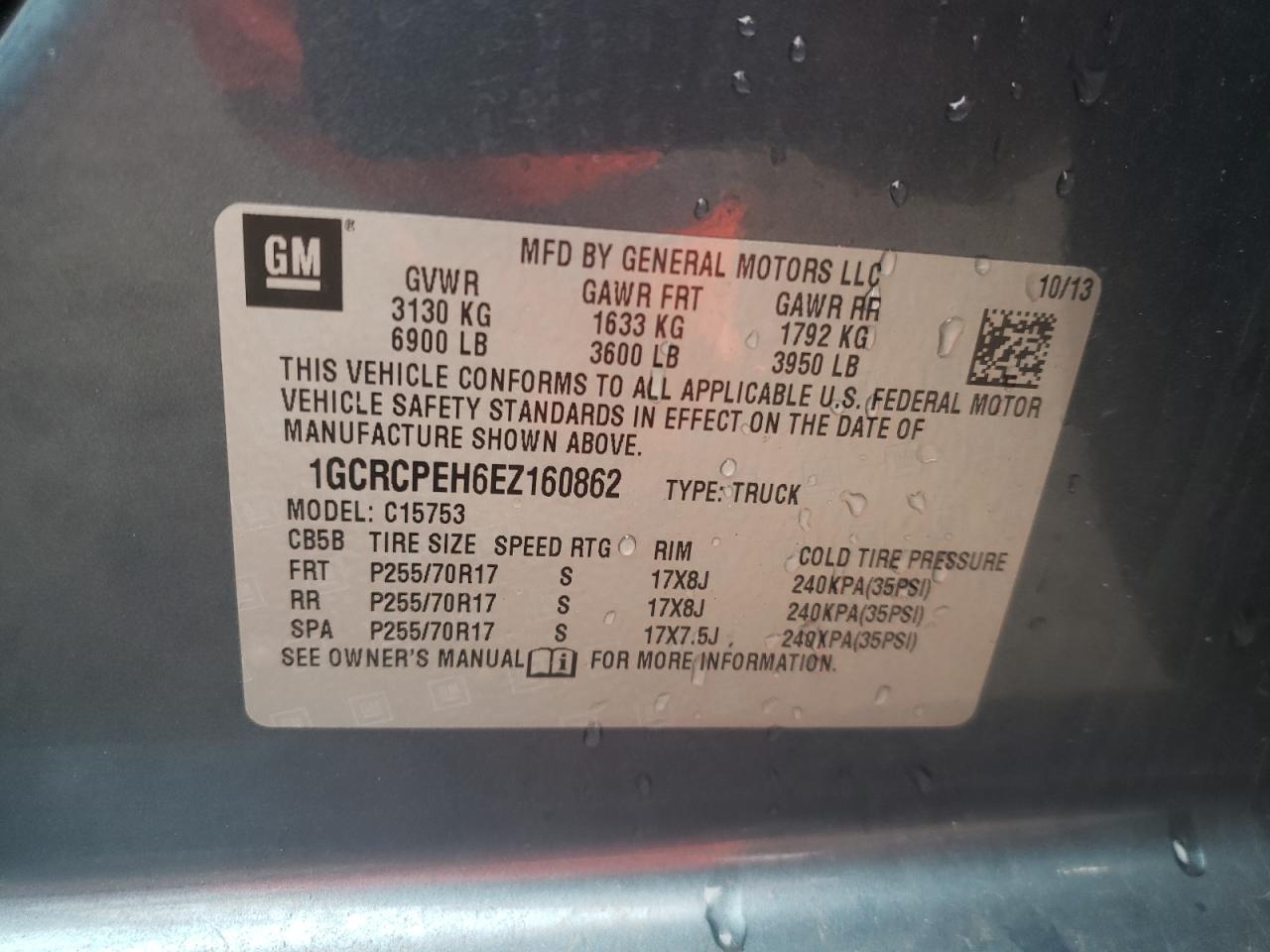 Photo 10 from auction – 2014 CHEVROLET SILVERADO with VIN 1GCRCPEH6EZ160862