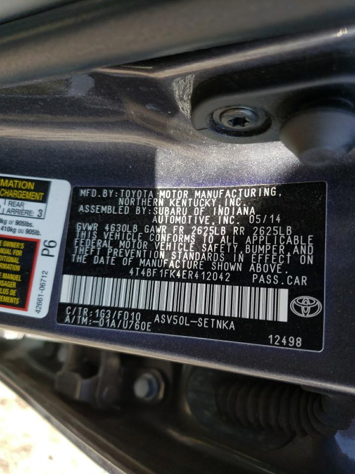 Photo 10 from auction – 2014 TOYOTA CAMRY L with VIN 4T4BF1FK4ER412042
