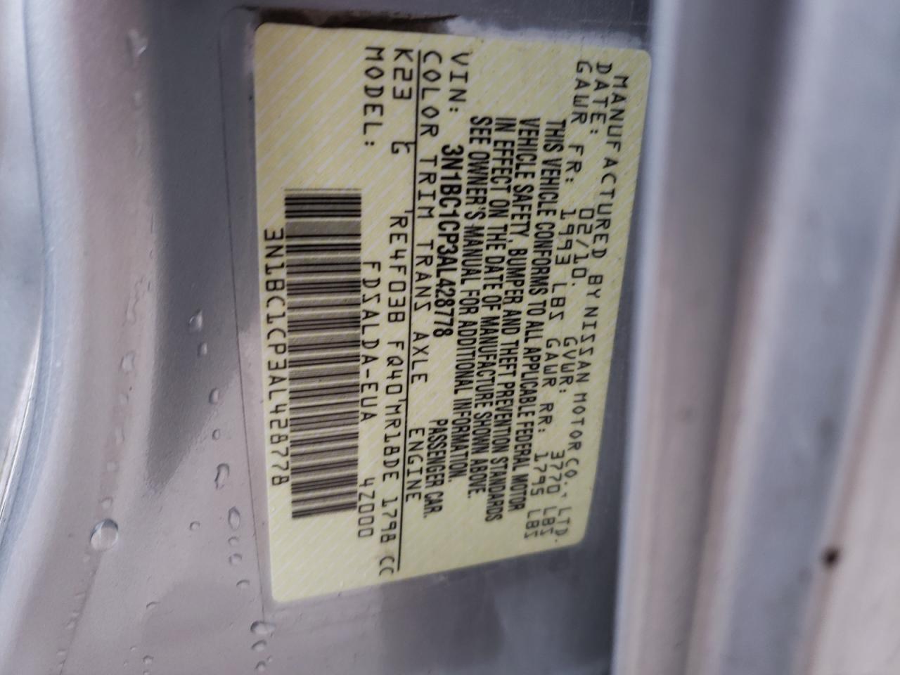Photo 10 from auction – 2010 NISSAN VERSA S with VIN 3N1BC1CP3AL428778