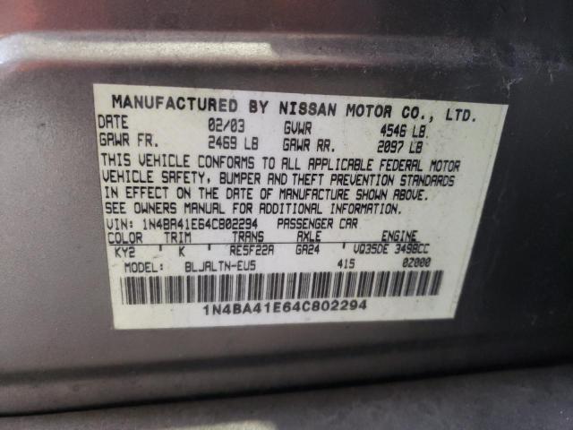 صورة رقم 10 من المزاد - 2004 NISSAN MAXIMA SE مع VIN 1N4BA41E64C802294