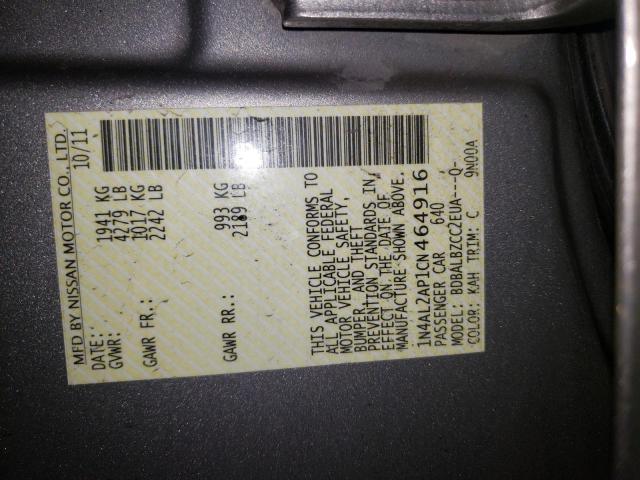 Photo 10 from auction – 2012 NISSAN ALTIMA BAS with VIN 1N4AL2AP1CN464916