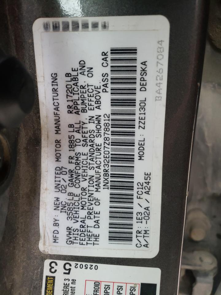 Photo 10 from auction – 2007 TOYOTA COROLLA CE with VIN 1NXBR32E07Z878812