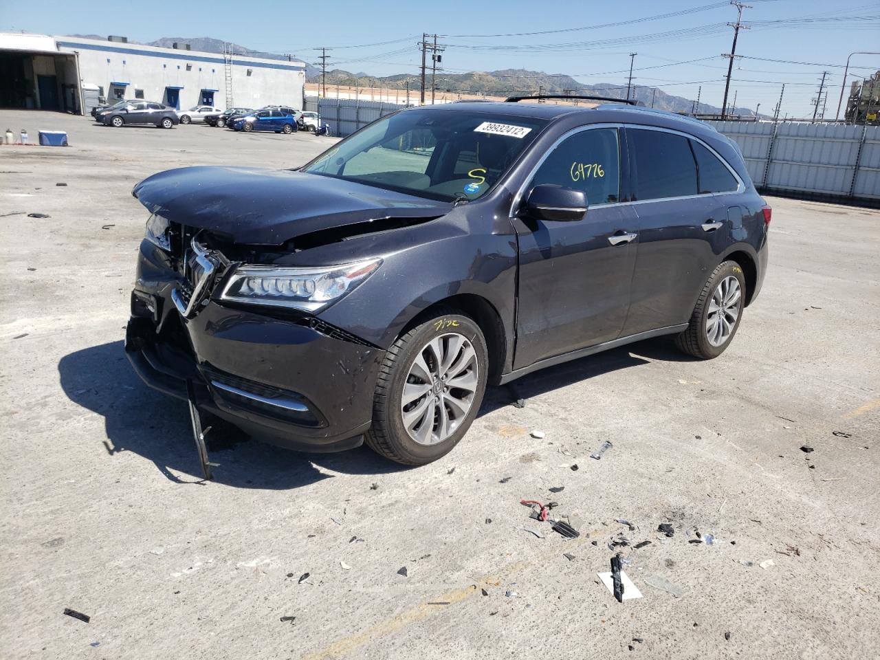 Photo 2 from auction – 2016 ACURA MDX TECHNO with VIN 5FRYD3H49GB008270