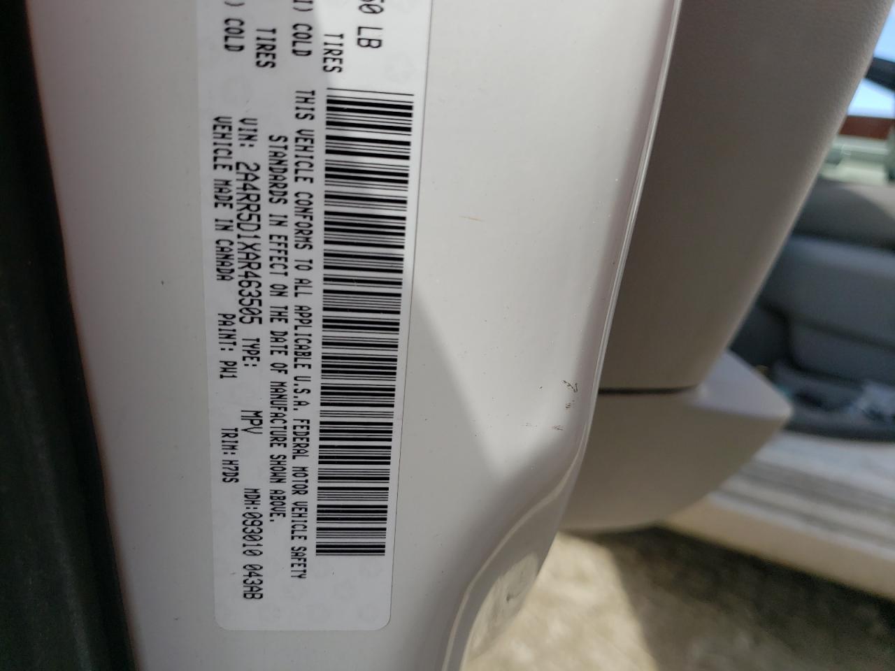 Photo 10 from auction – 2010 CHRYSLER TOWN & COU with VIN 2A4RR5D1XAR463505