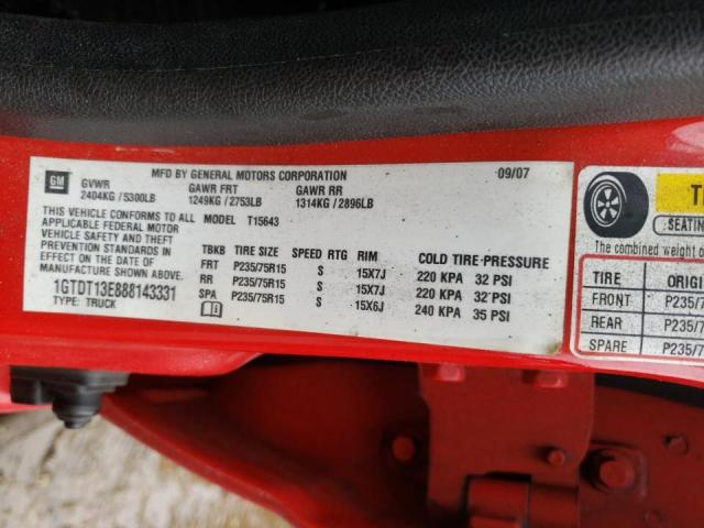 Photo 10 from auction – 2008 GMC CANYON with VIN 1GTDT13E888143331