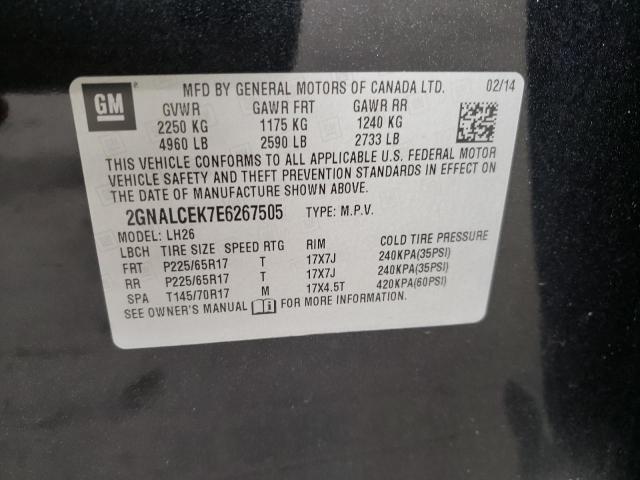 Photo 10 from auction – 2014 CHEVROLET EQUINOX LT with VIN 2GNALCEK7E6267505