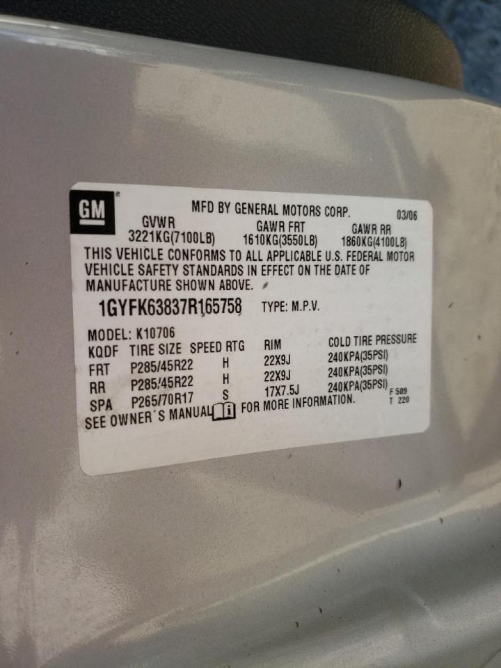 Photo 10 from auction – 2007 CADILLAC ESCALADE L with VIN 1GYFK63837R165758