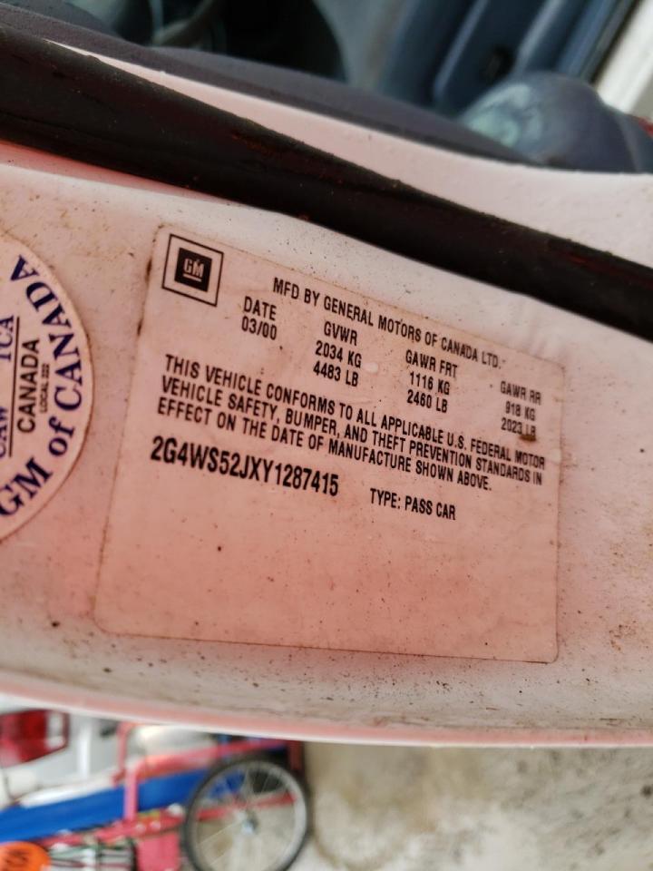 Photo 10 from auction – 2000 BUICK CENTURY CU with VIN 2G4WS52JXY1287415