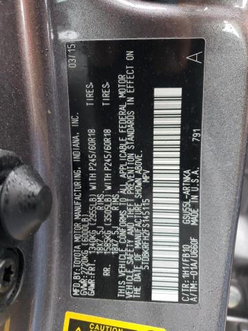 Photo 10 from auction – 2015 TOYOTA HIGHLANDER with VIN 5TDBKRFH2FS145115