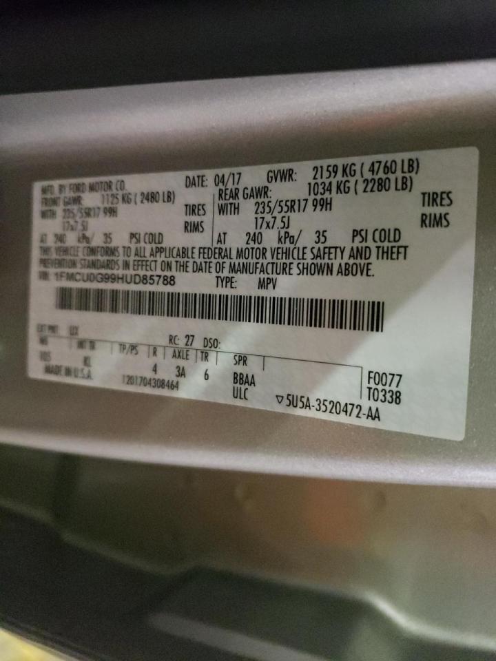 Photo 10 from auction – 2017 FORD ESCAPE SE with VIN 1FMCU0G99HUD85788