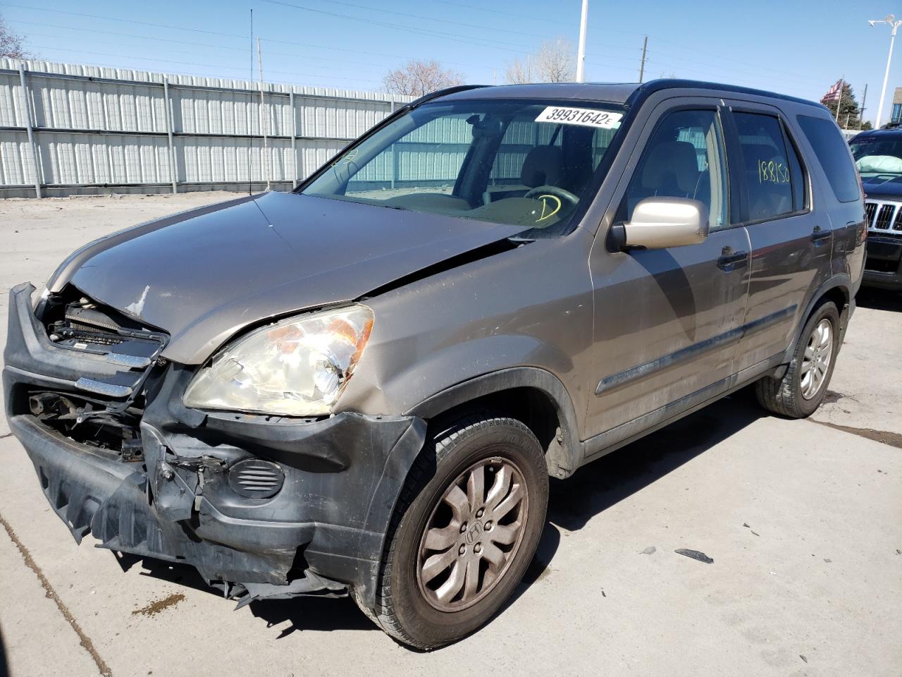 Photo 2 from auction – 2006 HONDA CR-V EX with VIN JHLRD78846C000205