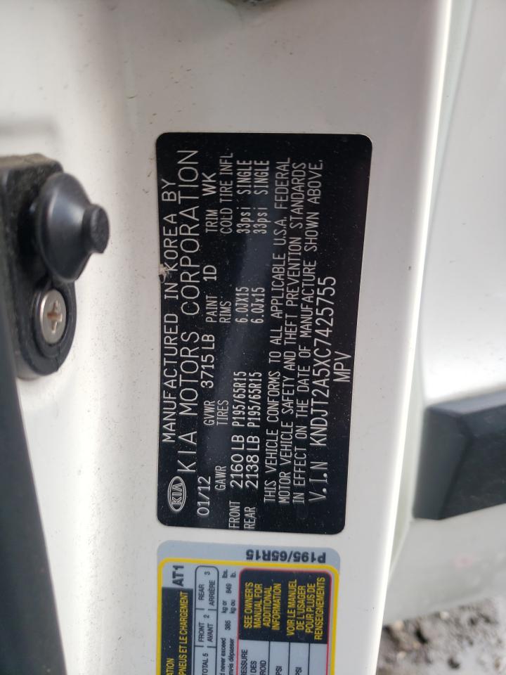 Photo 10 from auction – 2012 KIA SOUL with VIN KNDJT2A5XC7425755