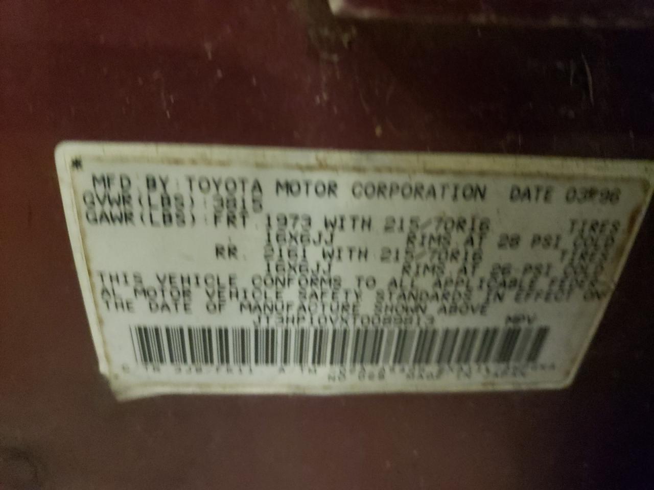 Photo 11 from auction – 1996 TOYOTA RAV4 with VIN JT3HP10VXT0089813