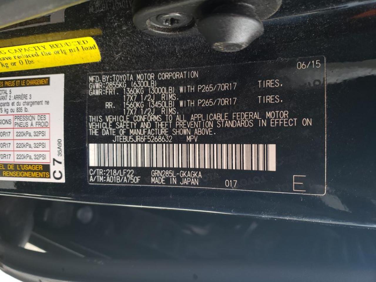 Zdjęcie 10 z aukcji – 2015 TOYOTA 4RUNNER SR z VIN JTEBU5JR6F5268632