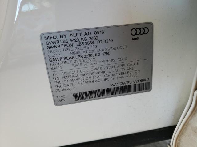 Photo 10 from auction – 2017 AUDI Q5 PREMIUM with VIN WA1C2AFP3HA005663