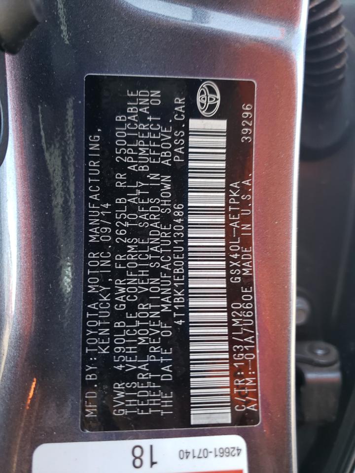 Photo 10 from auction – 2014 TOYOTA AVALON BAS with VIN 4T1BK1EB0EU130486