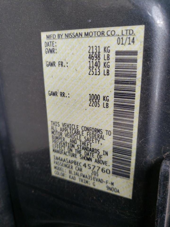 Photo 10 from auction – 2014 NISSAN MAXIMA with VIN 1N4AA5AP8EC457760