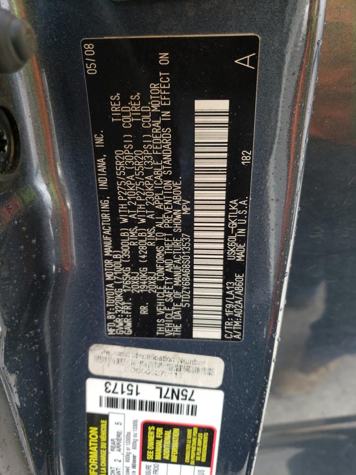 Photo 10 from auction – 2008 TOYOTA SEQUOIA LI with VIN 5TDZY68A68S013537