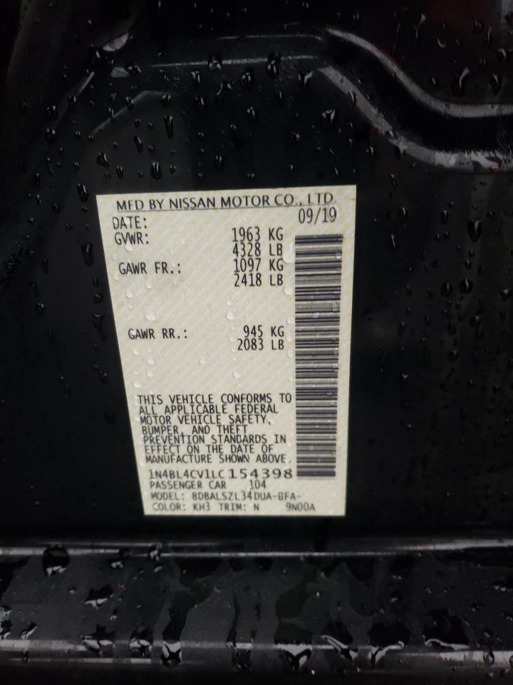 Photo 10 from auction – 2020 NISSAN ALTIMA SR with VIN 1N4BL4CV1LC154398