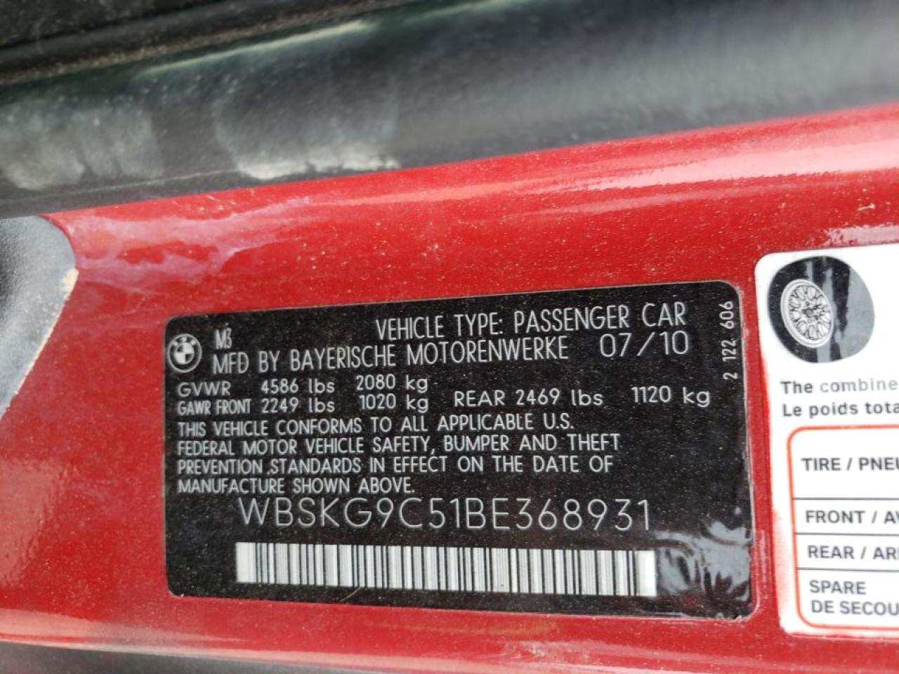 Photo 10 from auction – 2011 BMW M3 with VIN WBSKG9C51BE368931