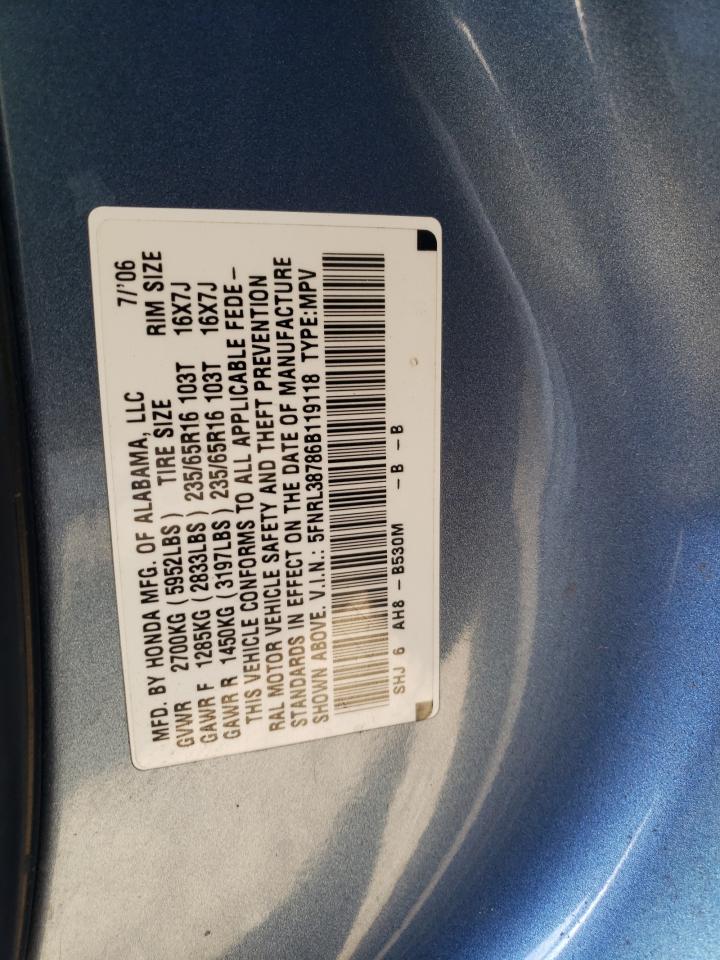 Photo 10 from auction – 2006 HONDA ODYSSEY EX with VIN 5FNRL38786B119118