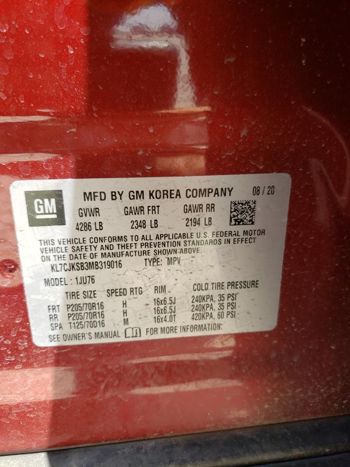 Photo 10 from auction – 2021 CHEVROLET TRAX LS with VIN KL7CJKSB3MB319016