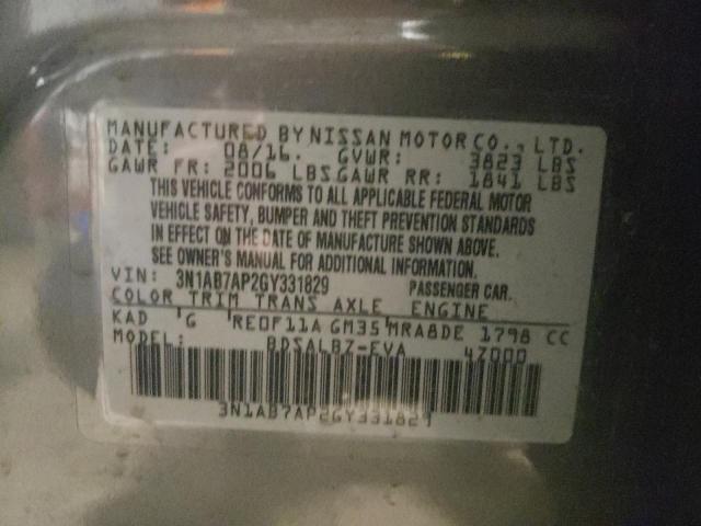 Photo 10 from auction – 2016 NISSAN SENTRA S with VIN 3N1AB7AP2GY331829