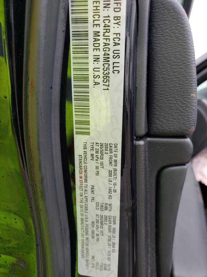 Photo 10 from auction – 2021 JEEP GRAND CHER with VIN 1C4RJFAG4MC536571