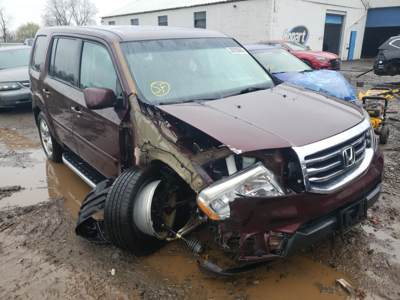 HONDA PILOT EXLN 2014 with VIN 5FNYF4H75EB047351 - Photo from auction