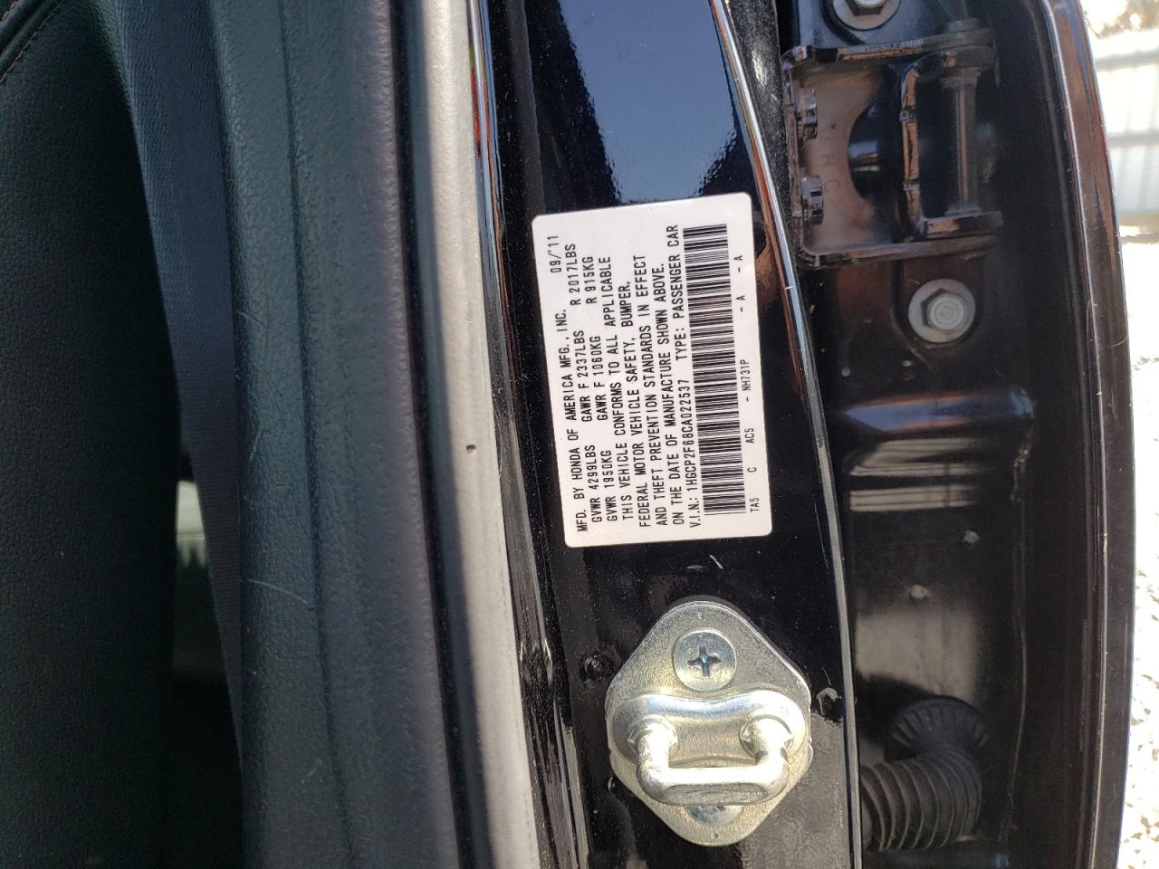 Photo 10 from auction – 2012 HONDA ACCORD SE with VIN 1HGCP2F68CA022537