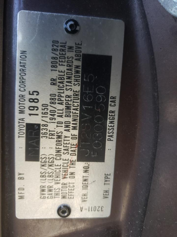 Photo 10 from auction – 1985 TOYOTA CAMRY LE with VIN JT2SV16E5F0300590